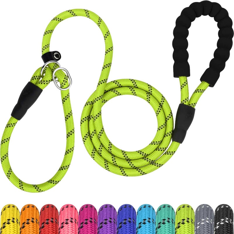 TagME Slip Leads for Dogs, 6 FT Heavy Duty Slip Leash with Padded Handle, Strong Rope No Pull Pet Training Leash for Large Dogs,Green - Image 1
